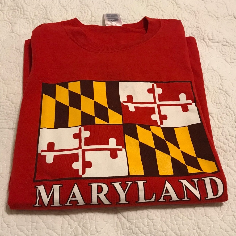 Red unisex Maryland state flag short-sleeve 💯% cotton t-shirt (2X)